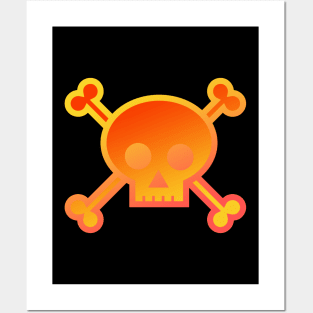 Skull and Crossbones Pirate Flag Firey Orange Gradient Posters and Art